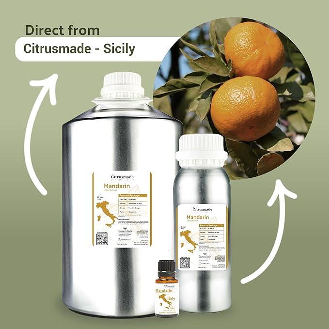 Pure Mandarin Essential Oils - Essential Oils for Diffusers Aromatherapy & Humidifiers (2LB)- Promotes Rest & Wellness | Natural Cold-Pressed