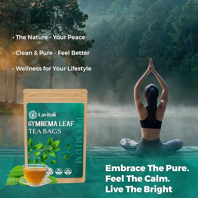 Lavitali, Gymnema Leaves Tea Bags | 60 bags, 100% Pure Herbal Tea | Caffeine-Free, Antioxidant-Rich, Eco-Friendly Filter Bag | Daily Natural Botanical, Hot or Iced Herbal Infusion
