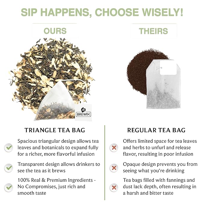 BREWIX, Jasmine Green Tea (25 Pyramid Tea Bags) | High Grown Green Tea from Himalayas with Jasmine | Caffeinated Tea Loose Leaf | High Elevation Grown