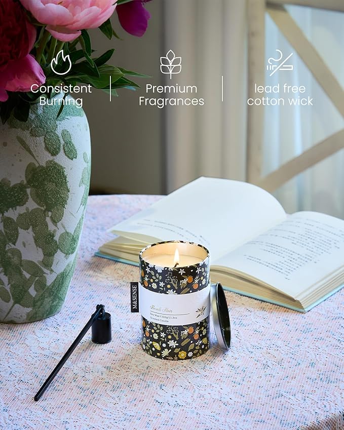 M&SENSE Neroli Noir Scented Candle, Medium Jar Candle 11.3oz Natural Soy Wax for Home Scented, Floral Candles Gift for Spring Holiday, Up to 70 Hours Burning Long-Lasting Fragrance