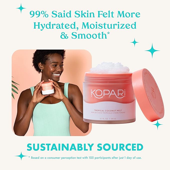 Kopari Organic Tropical Coconut Melt, Multi Purpose Moisturizer, 100% Unrefined Coconut Oil, Body, Hair and Face, Clean & All Natural, 5 oz