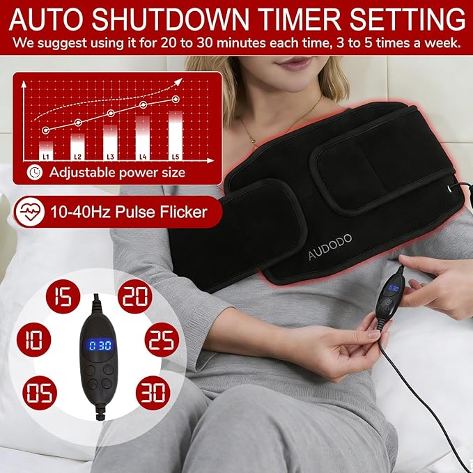 Infrared Red Light Therapy Wrap, Red Light Therapy for Body, Redlight Therapy Pad for Back Shoulder Knee Hands, 660nm 850nm Home Heating Light Belt, Gift for Women Men