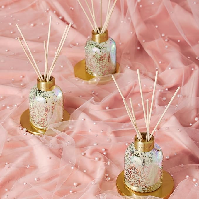 Capri Blue Reed Diffuser - Reed Diffuser Set Includes Scented Oil, Sticks, and Mercury Iridescent Glass Bottle - Home Decor Room Fresheners - Pineapple Flower (5.7 fl oz)
