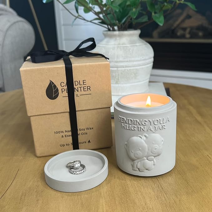 Candle Planter Hug in a Jar Romantic, Aromatherapy Candles - Natural Soy Wax, Long-Lasting 50-Hour Burn, Lavender Scents - Gifts for Him, Her, Couple, Husband and Wife Birthday Gift Ideas, Unique Cool