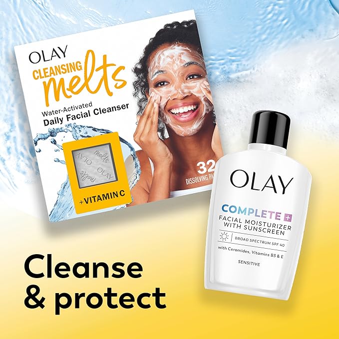 Olay Complete+ Face Moisturizer with Sunscreen SPF 40, For Sensitive Skin,Broad Spectrum Sun Protection,Fragrence-Free-No White Cast on All Tones,Nourishes Moisture Barrier-Ceramides,6 Oz(Pack of 2)