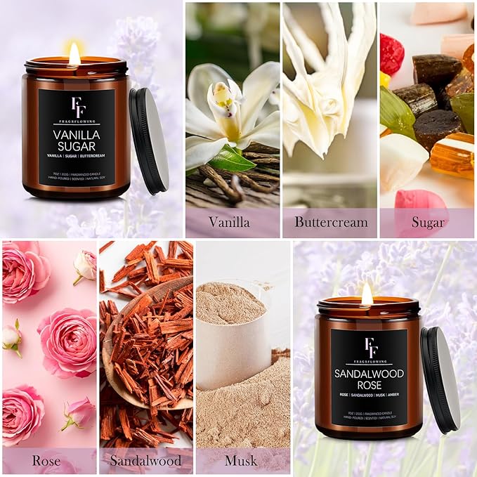 Scented Candles for Home Scented Aromatherapy Candles, 4 Pack 28 Oz Soy Wax Candle Gift Set for Women Men (Lavender/Vanilla//Sandalwood Rose/Moroccan Amber)