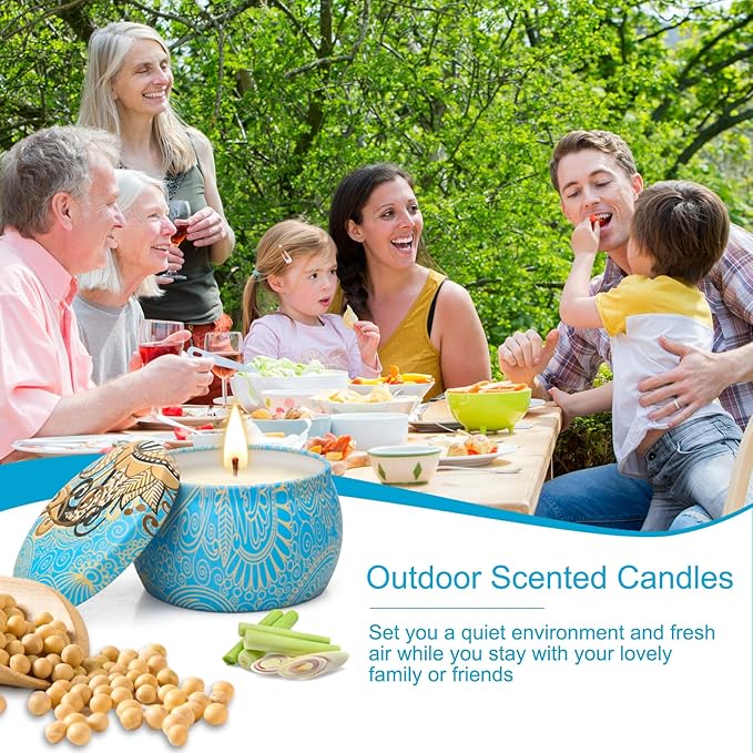 12 Pack Citronella Candles Outdoor - 52.8 Oz Soy Wax Candle Set, 360 Hour Long Lasting Scented Candles for Camping, Garden, Party