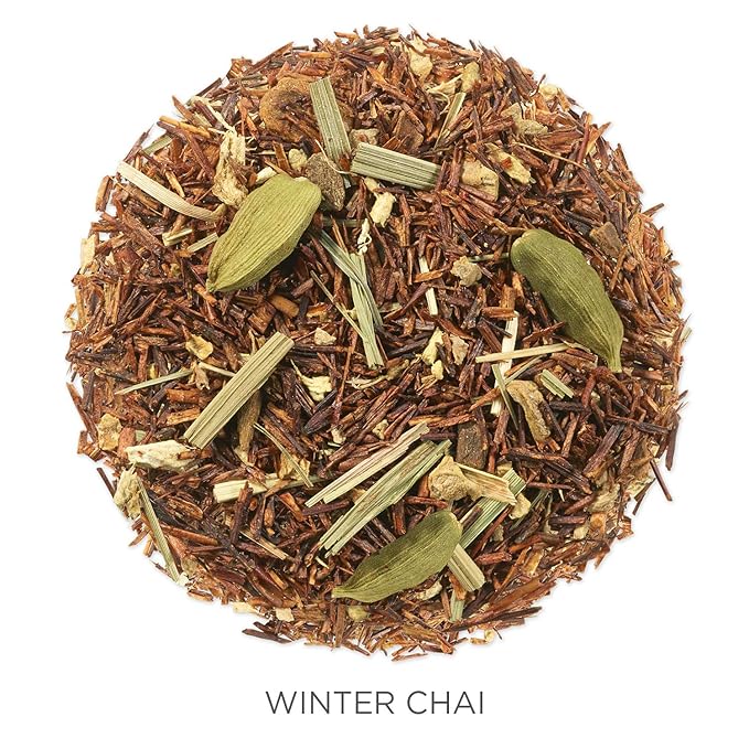 Tea Forte Winter Chai Premium Loose Leaf Caffeine-Free Herbal Tea Blend Canister, Makes 35-50 Cups, Round Canister