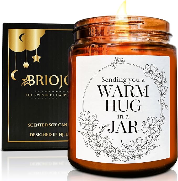 Sending Hug Gifts for Women Men - Warm Hug Scented Candle - Relaxing, Get Well, Sympathy Gift - Gift for Her Bestie Best Friend Coworker - Lavender Eucalyptus Natural Soy Wax Candle for Home