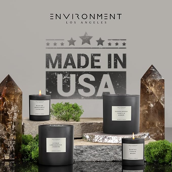 ENVIRONMENT Inspired by 5-Star Resort WH Candle, 8oz Luxury Coconut Apricot Wax Candles for Home (Citrus | Lemongrass | Jasmine) Home Fragrance Products, 1 Wick Candle, Vegan & Cruelty-Free
