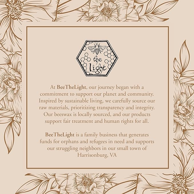 BeeTheLight Beeswax Jar Candle with Cork Lid - Cedarwood Sage Aromatherapy Candle - 31 Hours Burn Time - All Natural 100% Pure Beeswax Candle - Handmade Decorative Jar Candle