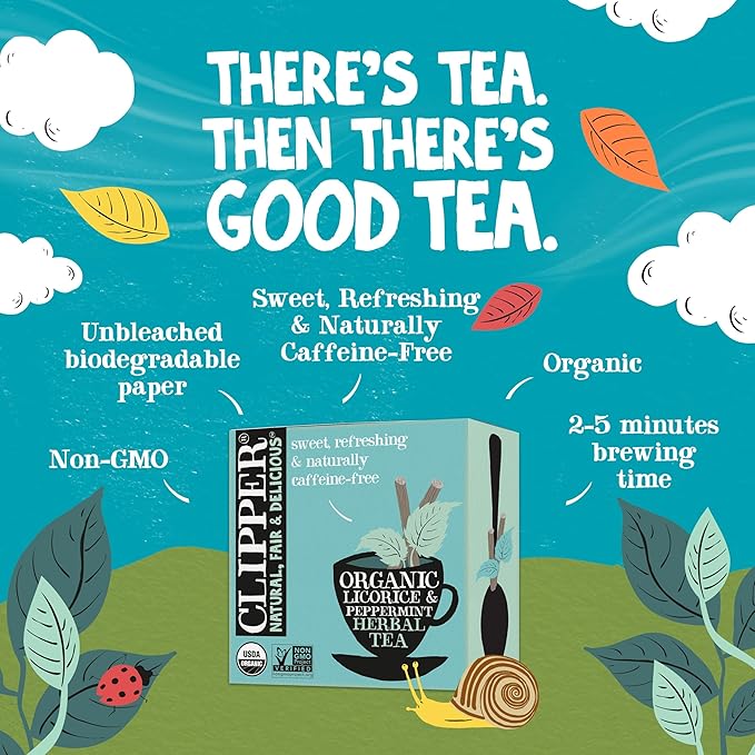 Clipper Tea Peppermint & Licorice Teabags – Caffeine Free, USDA Organic, Great Hot or Iced – Sweet, Refreshing, Natural, Fair & Delicious Sweet – 200 Tea Bags