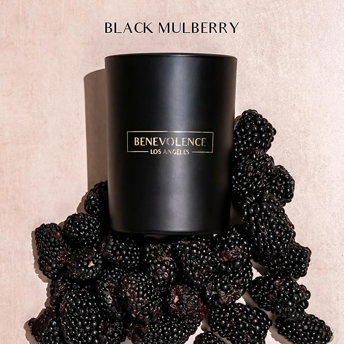 Benevolence LA Black Berries (Baies) Scented Candle | Soy Christmas Candles, Black Candle for Home | Holiday Candles Gifts for Women and Men | Home Fragrance | Aromatherapy | Bathroom Freshener | 10oz