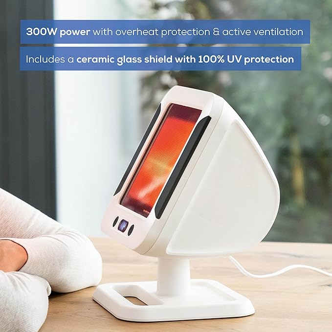 Beurer IL60 Infrared Heat Lamp for Red Light Therapy for Face, Body, Sinus & Skin, Pain Relief & Muscle Recovery, Adjustable Treatment Time, Protective Eyewear Included