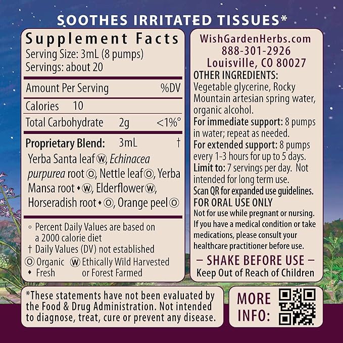WishGarden Herbs Kick-Ass Allergy & Sinus - Fast-Acting Herbal Allergy & Sinus Relief for Adults w/Horseradish, Promotes Sinus Health, Encourages Decongestion & Helps Soothe Seasonal Discomforts, 4oz