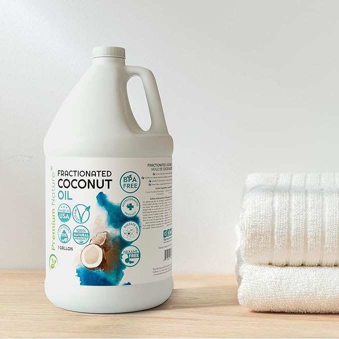 Fractionated Coconut Oil for Massage Cold Pressed Best Carrier for Essential Oils Mixing for Women Dry Skin Moisturizer for Body and Hair 1 Gallon Bottle Bulk Size