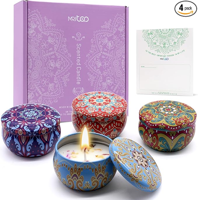 Scented Candle Present for Women Her Mum Wife – Aromatherapy Gift Set for Relaxation Birthday Housewarming Wedding Anniversary Christmas