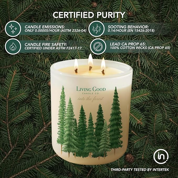 Into The Forest – Pine & Eucalyptus Essential Oils – Pure Beeswax Candle – Fresh, Calming Aromatherapy for Stress & Anxiety Relief – 90+ Hour Burn – Inspired by The Pacific Northwest - 15 Oz