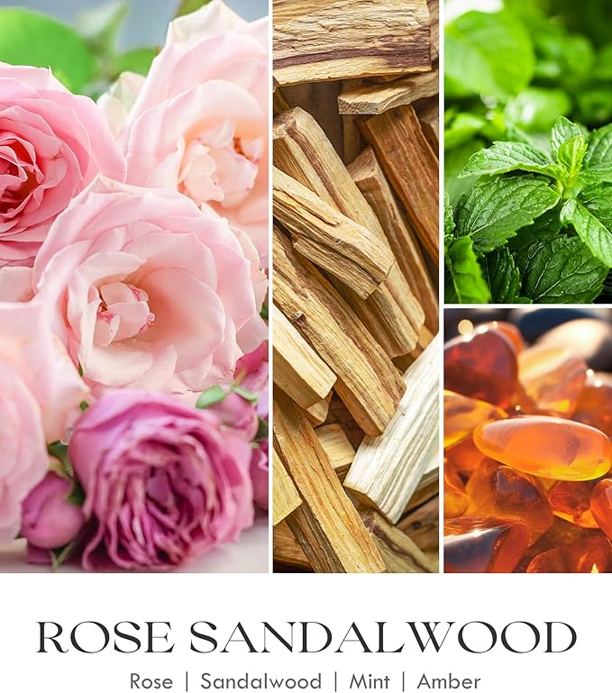 AOOVOO Rose Sandalwood Candles - Scented Candle Gift for Women, 9oz Soy Candle, 50 Hours Burn, Jar Candle for Home Scented, Relaxing, Stress Relief Candles