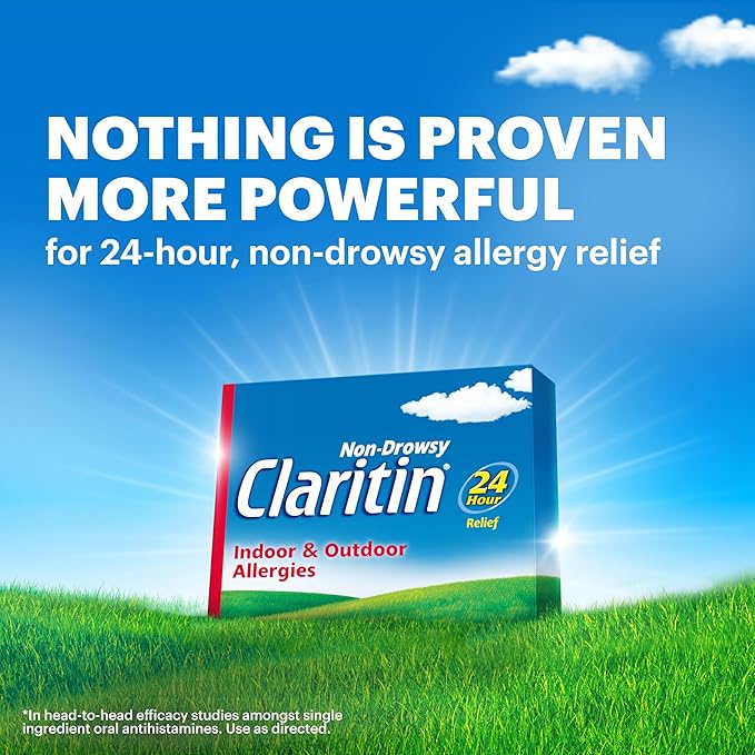 Claritin Allergy Medicine for Adults, 24-Hour Non-Drowsy Loratadine 10mg Pills, Antihistamine, 30 Tablets + 1ct On-The-Go Relief