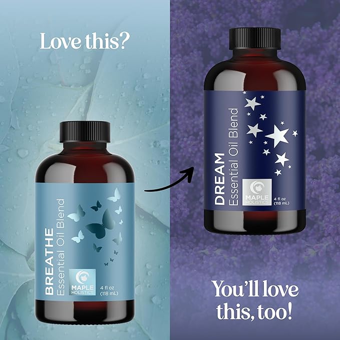 Breathe Essential Oil for Diffuser - Invigorating and Refreshing Breathe Essential Oil Blend with Eucalyptus Peppermint Tea Tree and Mint for Diffusers for Home and Shower Aromatherapy (4 Fl Oz)