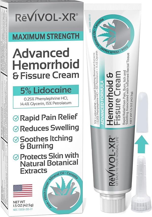 Advanced Hemorrhoid Treatment. 5% Lidocaine + Shrinks + Protects Skin + Aloe + Witch Hazel + Botanicals, External & Internal Use. Most Complete OTC Ointment & Fissure Cream, Fast Relief, Made in USA.