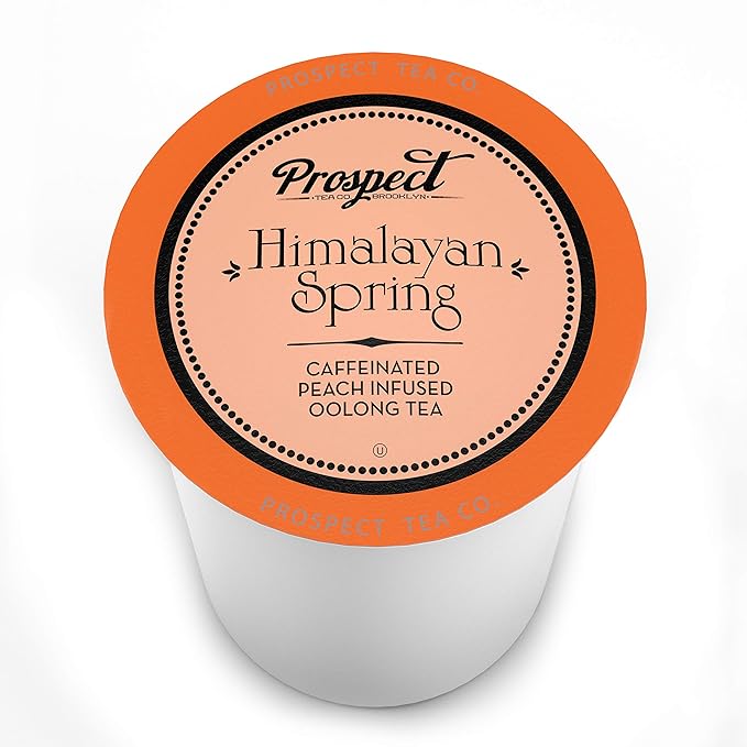 Prospect Tea Co. Himalayan Spring Peach Infused Oolong Tea Pods Compatible with K Cup Brewers Including 2.0, 40 Count