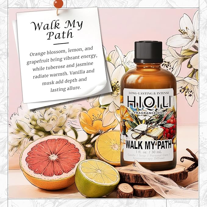 HIQILI Walk My Path Fragrance Oil for Home Diffuser, Inspired by Gi.o M.Way, Scented Soap, Candle Making, DIY Body Lotion & Scrub - 1 Fl Oz