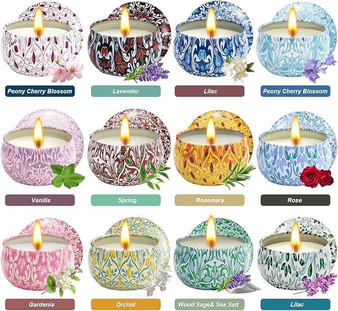 12 Pack Scented Candles Gifts for Women, Natural Soy Candles for Home Scented, Aromatherapy Christmas Candle Sets Gift for Women, Sister, Friends, Colleague