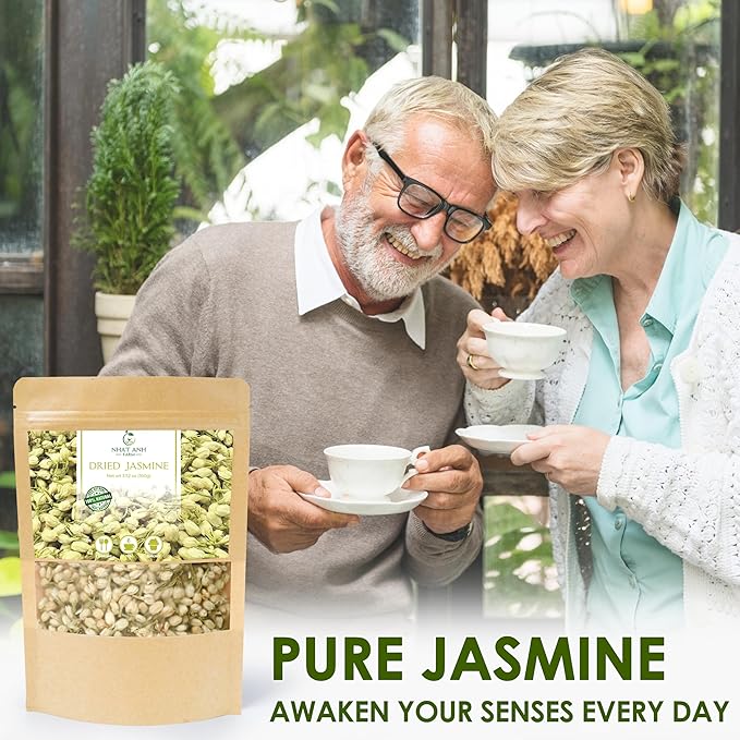 Nhat Anh Farm - Dried Jasmine Flowers - Pure Jasmine Buds 3.5oz(100g) Natural & Pure - Dried Jasmine Flowers Sugar/Caffeine/Gluten Free. Making Tea, Baking
