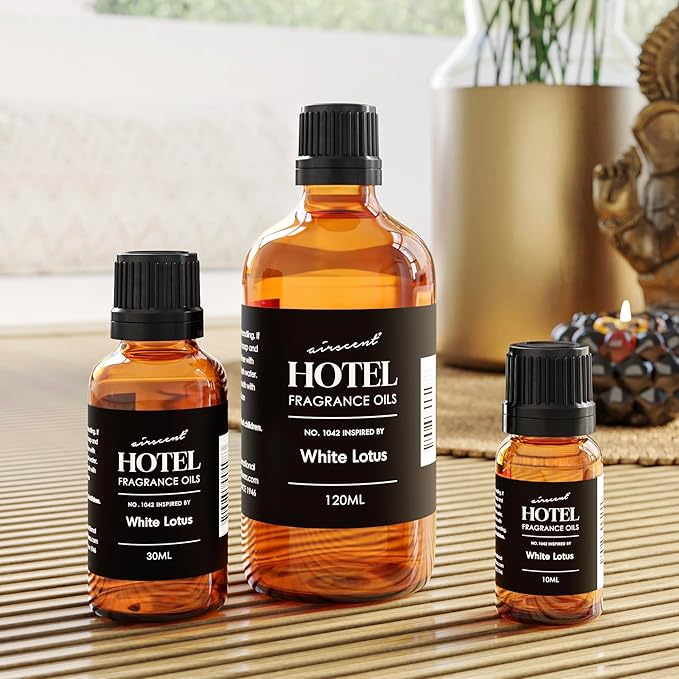 AirScent Hotel Diffuser Oil No. 1042 Inspired by The White Lotus Hotel Scent - Premium Fragrance Oil for Ultrasonic and Waterless Diffusers and Crafting - 120 mL, 4 fl oz Glass Bottle with Dropper