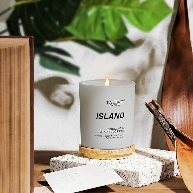 Candles for Home Scented, Natural Soy Wax, Scented Candle Stress Relief and Relaxation, Coconut & Beach Blossom, Medium Jar, Ideal for Home and Bedroom Decor