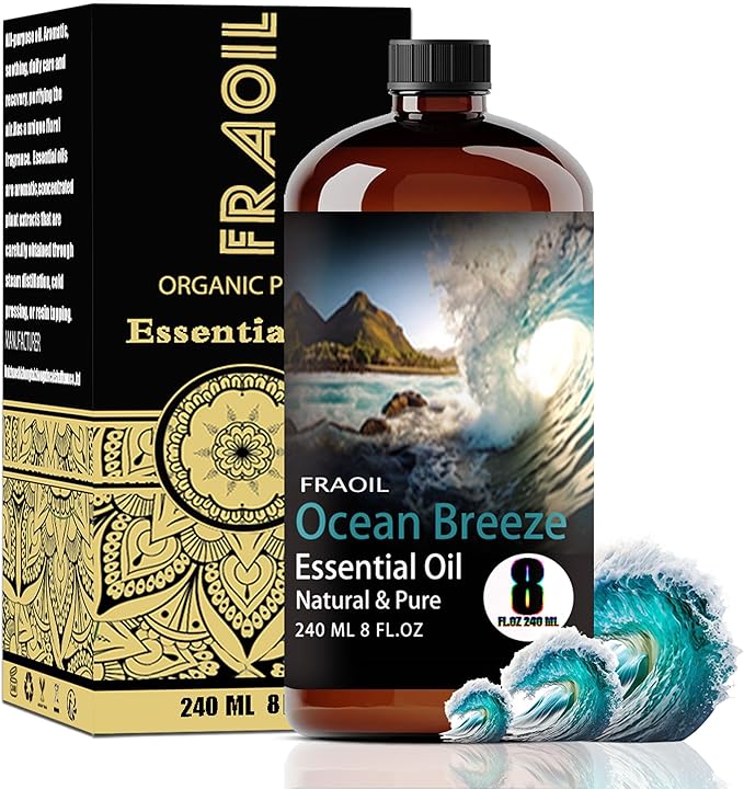 Ocean Breeze Essential Oil, Ocean Breeze Oil 8 Fl Oz 240ML for Diffuser Humidifier Yoga Cleaning DIY Candle Soap Making Perfume Gift for Women Fragrance Oils