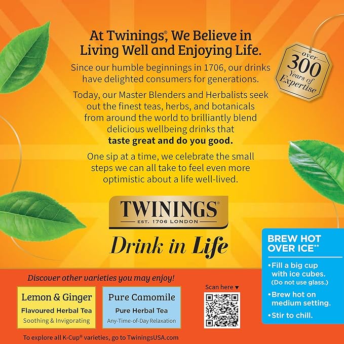 Twinings Pure Rooibos Red Tea K-Cup Pods for Keurig, 24 Count (Pack of 1), Natural, Slightly Sweet Taste, Naturally Caffeine-Free, Enjoy Hot or Iced