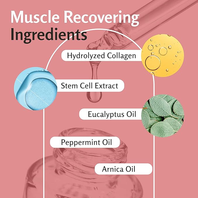 Arnica Sore Muscle Massage Oil with Collagen, Stem Cells, and Menthol, Anti-Cellulite Therapy for Full Body, Fast-Absorbing Multipurpose Treatment, 8 fl oz by M3 Naturals