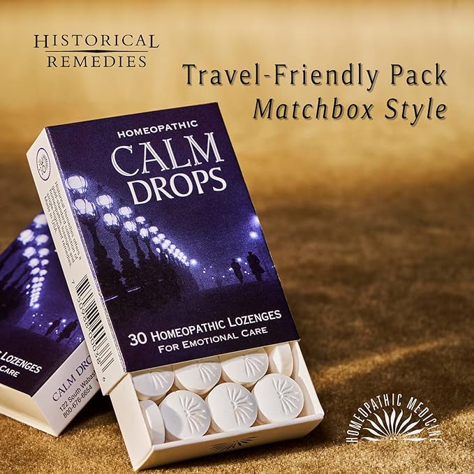 Calm Drops Homeopathic Lozenges (6 Pack)| Natural Care for Emotional Relief, Vegan & Gluten-Free Organic Vanilla Flavor Drops to Promote Relaxation and a Sense of Calm