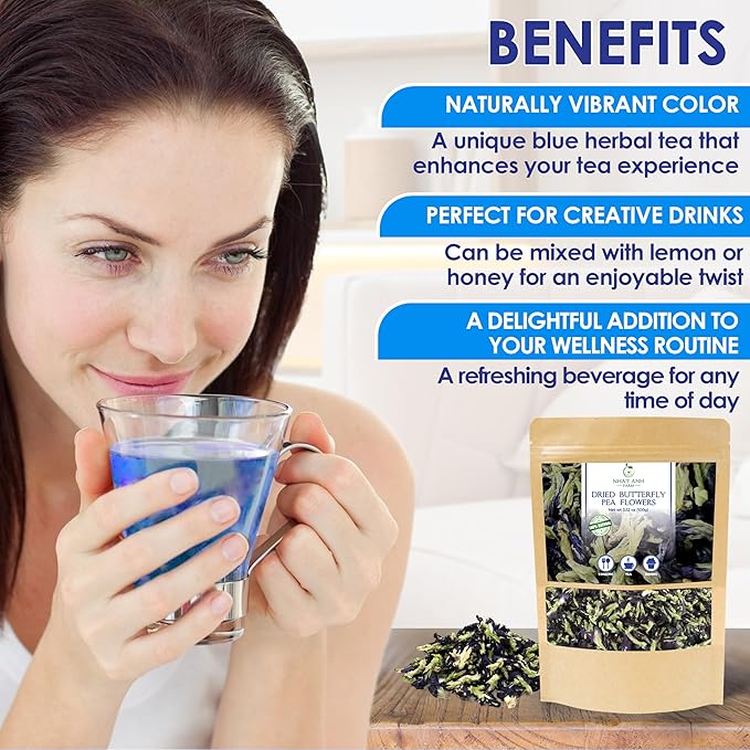 Nhat Anh Farm - Premium Dried Butterfly Pea Flower - 3,5oz(100g) Blue Butterfly Pea Flower - 100% Natural & Pure, Sugar/Caffeine/Gluten Free - For Making Tea