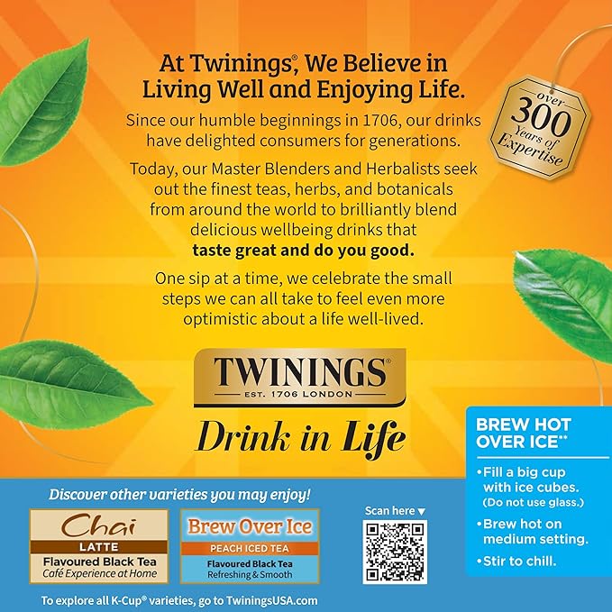 Twinings Brew Over Ice Unsweetened Black Iced Tea 72 K-Cup Pods for Keurig, 12 Count (Pack of 6), Caffeinated
