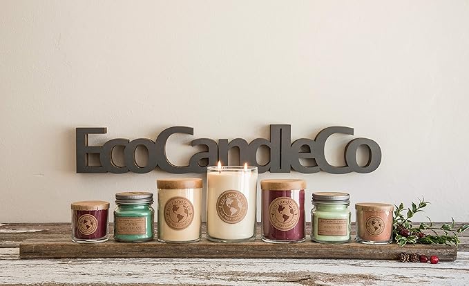 Eco Candle Co. Recycled Candle, Caramel Rum Cake, 6 oz. - Scents of Caramel, Rum, Maple, Almond, Pear, & Vanilla - 100% Soy Wax, No Lead, Kraft Paper Label & Lid, Hand Poured, Midwest Grown Soybeans