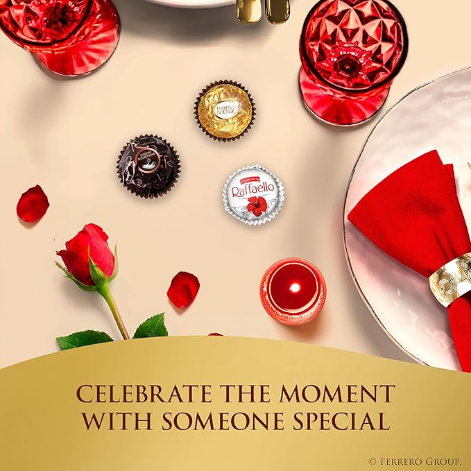 Ferrero Rocher Collection, Premium Gift Set, Hazelnut Milk Chocolate, Dark Chocolate and Coconut, 48 Count, 4.6 oz