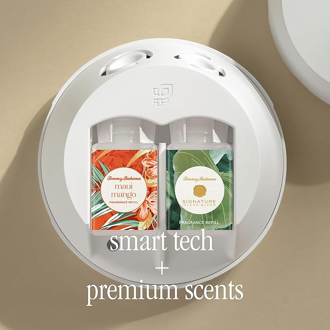 Pura Smart Home Fragrance Device Starter Set - Pura 4 - Scent Diffuser for Home - Includes Fragrance Aroma Diffuser - Square Box, Maui Mango and Signature Island Blend Scent Refills