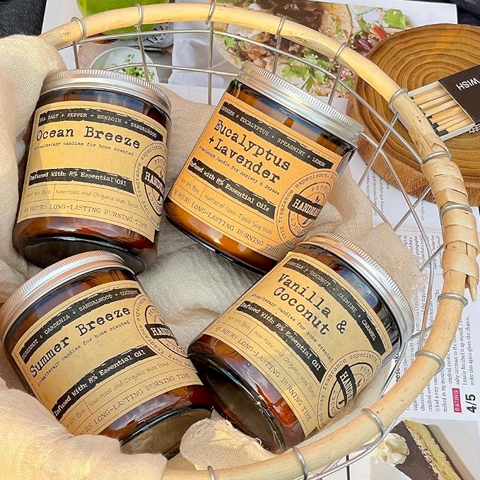 KOTKAS Coconut Vanilla Scented Candles - 8oz Natural Scented Soy Candles Non Toxic Aromatherapy Candles for Home Scented Candles Gifts for Women Bath Relaxing Calming Soothing Relaxation Stress Relief