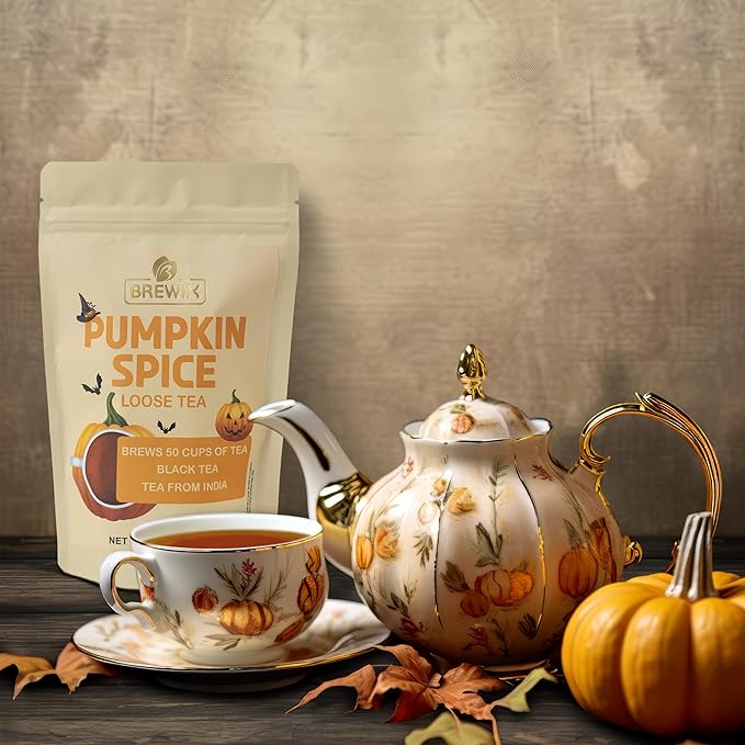 BREWIX, Pumpkin Spice Black Tea, Loose Leaf Tea (50+ Cups, 3.53oz/100g) | Fall | Halloween | Warm and Spicy
