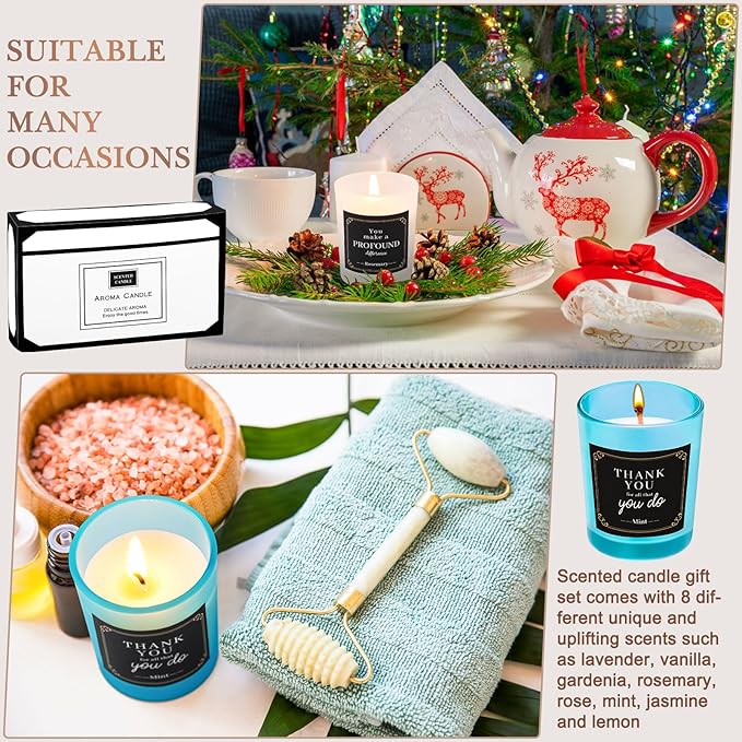 MTLEE 16 Pack Scented Candles Gifts Set Aromatherapy Soy Wax Candles Bulk Scented for Bridesmaid Birthday Valentine Mother's Day Bath Yoga Family Gatherings Festive(Motivational,Multicolor)