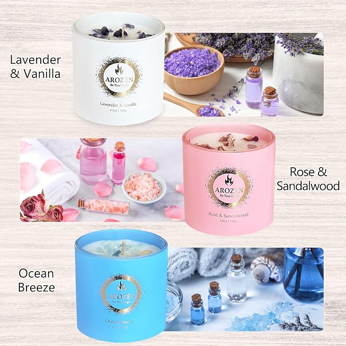 3 Pack Candles for Home Scented, Christmas Scented Candles Gift Set, Aromatherapy Soy Gifts Set for Women, Lavender Candle, 70H Long Lasting for Christmas Birthday Mother's Day Present Gifts