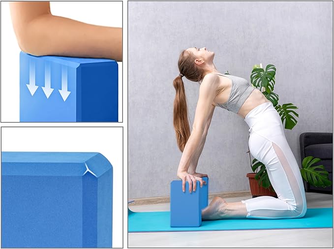 EXERZ Yoga Blocks 2 pack, Gym Blocks, Exercise Workout Fitness Bricks, Pilates Stretch Handstand Non-Slip