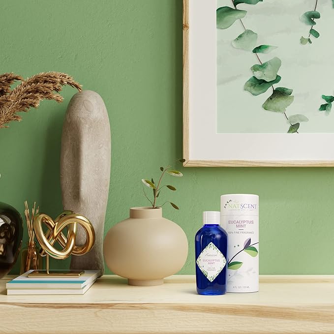 Eucalyptus Mint Essential Oils for Diffusers for Home, Nature-Based Eucalyptus Essential Oil, Long-Lasting & Family-Friendly Diffuser Oils Scents, IFRA Certified, Cold Air & Ultrasonic-4 oz