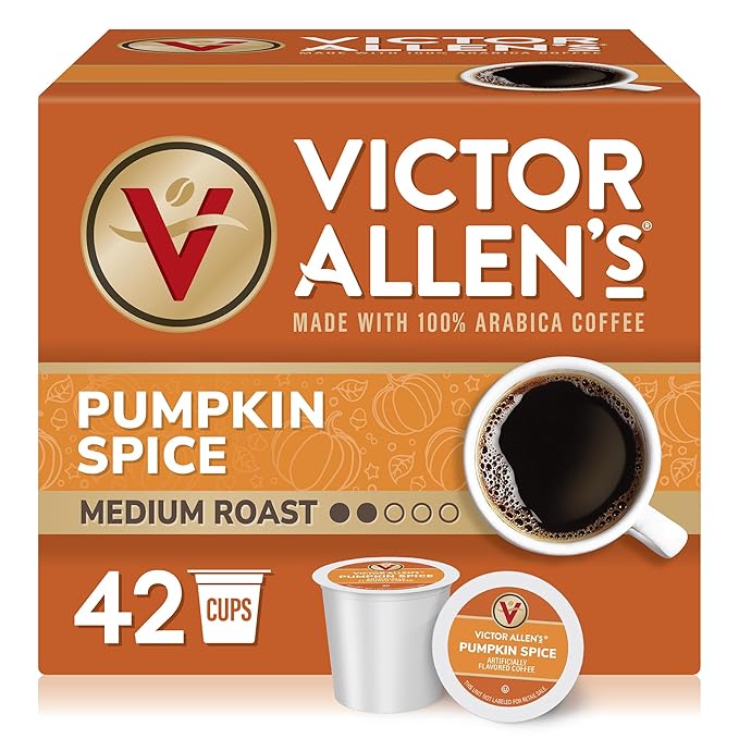 Victor Allen's Coffee Pumpkin Spice Flavored, Medium Roast, 42 Count, Single Serve Coffee Pods for Keurig K-Cup Brewers