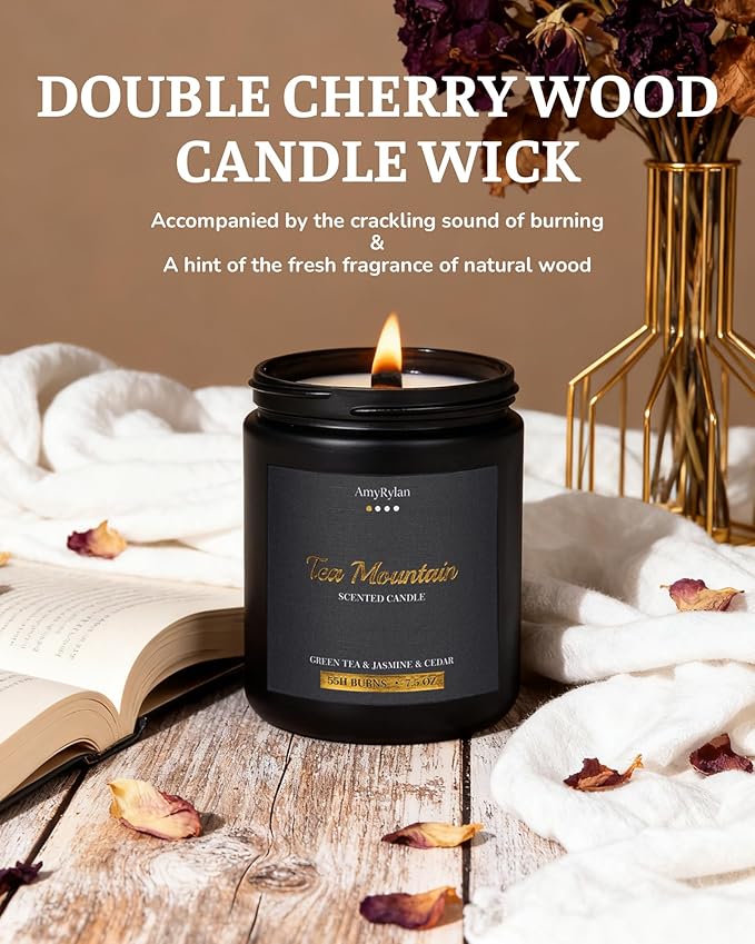 4 Pack Wooden Wick Scented Candle Gift Set for Men, 30oz Non-Toxic Soy Wax, 220 Hours of Burn Time Masculine Candle, Aromatherapy Candle for Father's Day, Boyfriend, Husband, Dad, Brother, Boss