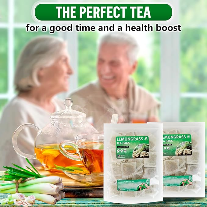 Lemongrass Tea Bags - 400 Bags (Premium Natural Pure Leaf Tea - 400 Count) Gluten-Free and Caffeine-Free Herbal tea for Relaxation, Wallness, Immune Support with Smooth Taste